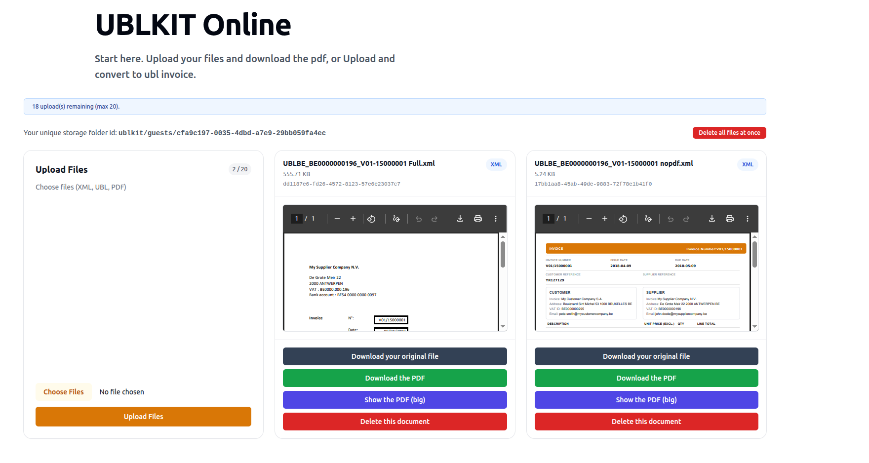 Capture d’écran du convertisseur en ligne avec la zone de dépôt et le résultat