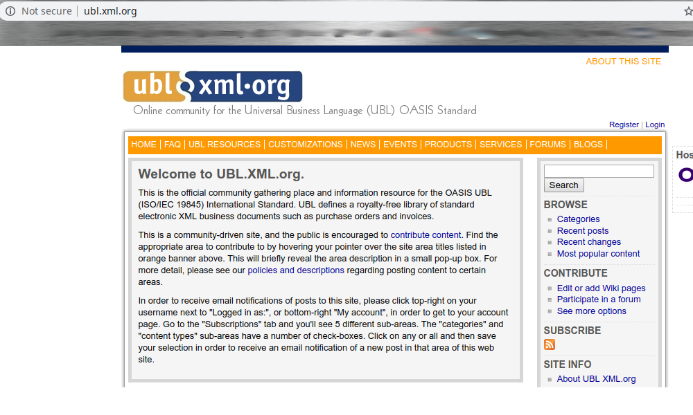 ubl.xml.org printscreen